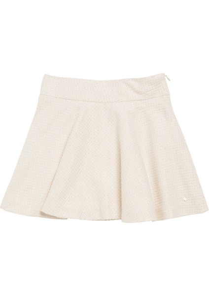 Ekru Jakarlı Kız Çocuk Etek