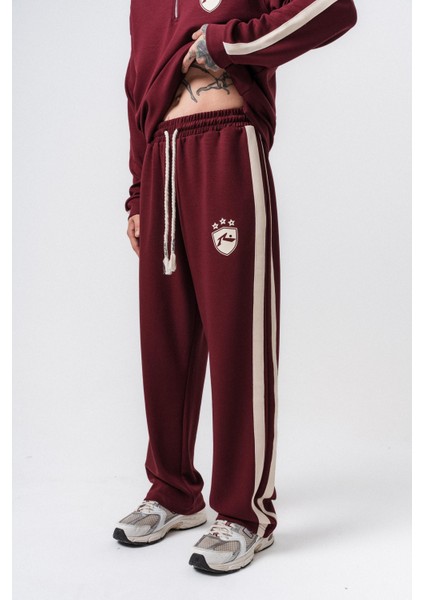 Erkek Şerit Detaylı Modal Baggy Eşofman Altı Vişne fiyatları