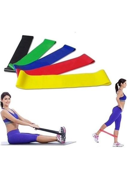 5'li Direnç Bandı Egzersiz Seti Mini Loop Band Aerobik Egzersiz Lastiği Farklı Renk ve Seviye fırsatları