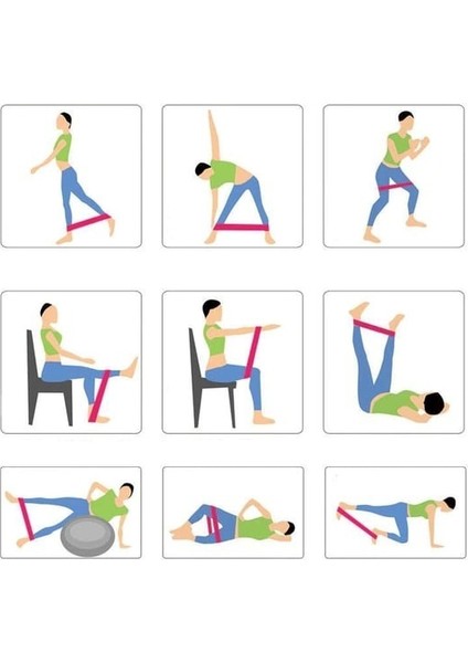 5'li Direnç Bandı Egzersiz Seti Mini Loop Band Aerobik Egzersiz Lastiği Farklı Renk ve Seviye