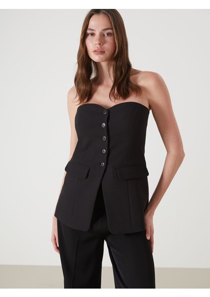 Yeni Sezon Straplez Yaka Kadın Klasik Yelek modelleri