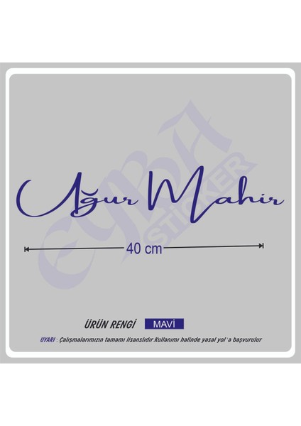 Isim Imza Ön Cam Yazı Büyük Boy 40X12 cm 1 Adet Araba Sticker-Karavan