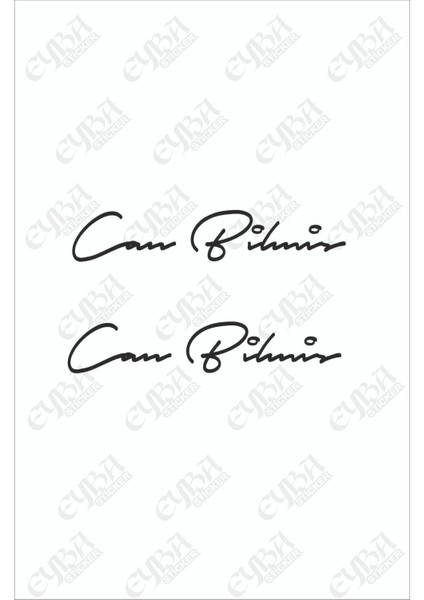 Size Özel Isim Imzası 2 Adet Ad Soyad Imza Etiket- Oto Sticker -20X4 cm Siyah - Mesaj Atıınız-