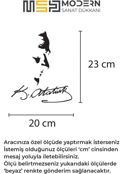 Ulu Önder Mustafa Kemal Atatürk 23X20 cm Sticker Araba, Motorsiklet, Laptop, Cam Sticker modelleri