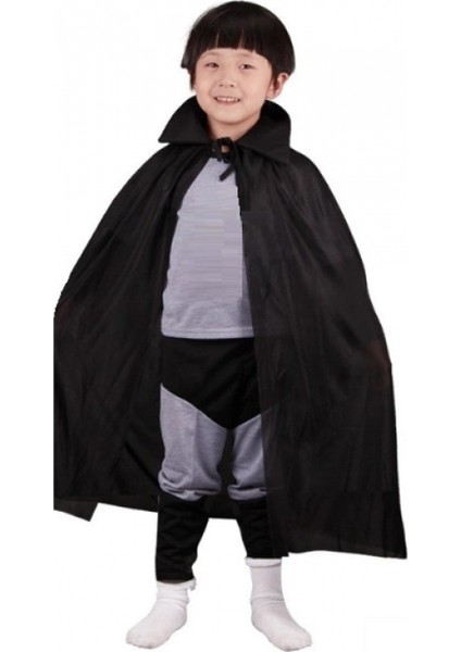 Siyah Renk Yakalı Çocuk Pelerin 90 cm (4887)