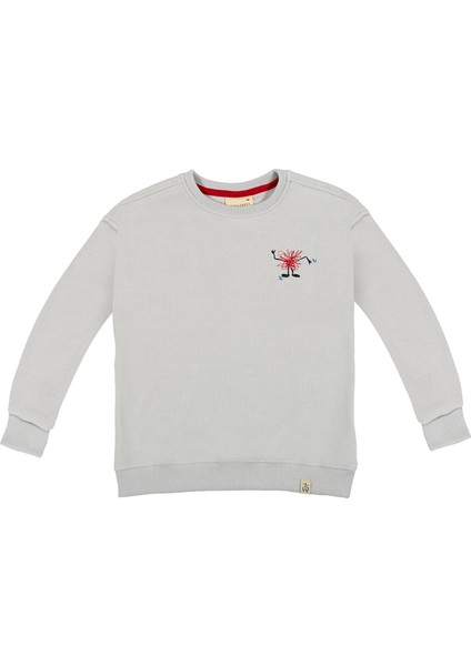 Funny Scribble Nakışlı Gri Uzun Kollu Erkek Çocuk Sweatshirt