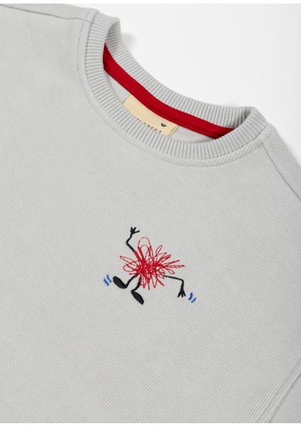 Funny Scribble Nakışlı Gri Uzun Kollu Erkek Çocuk Sweatshirt fiyatları
