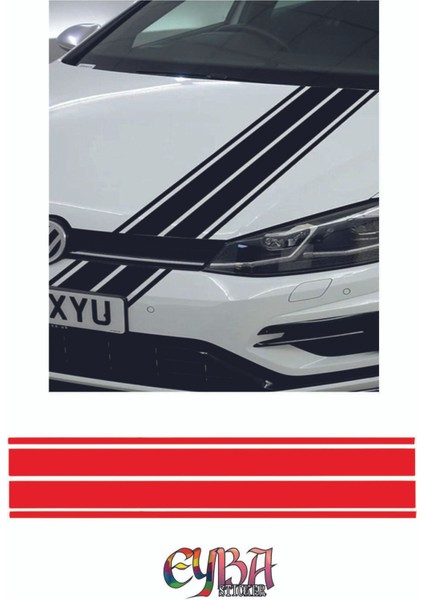 120X15CM -Çift Şerit Araba Kaput Sticker - Oto Sticker -