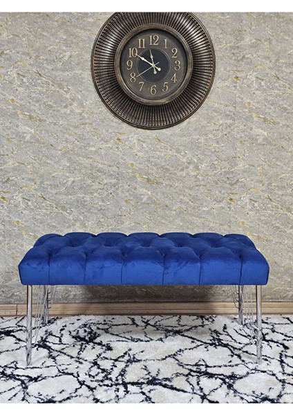 Krom Tel Ayaklı 90 cm Puf Bench - Puf - Bench - Kasalı Oturak - Oturak - Yatak Ucu Puf Mavi Renk 90 x 40 Boyut/ebat fiyatları