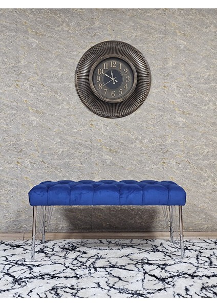 Krom Tel Ayaklı 90 cm Puf Bench - Puf - Bench - Kasalı Oturak - Oturak - Yatak Ucu Puf Mavi Renk 90 x 40 Boyut/ebat modelleri