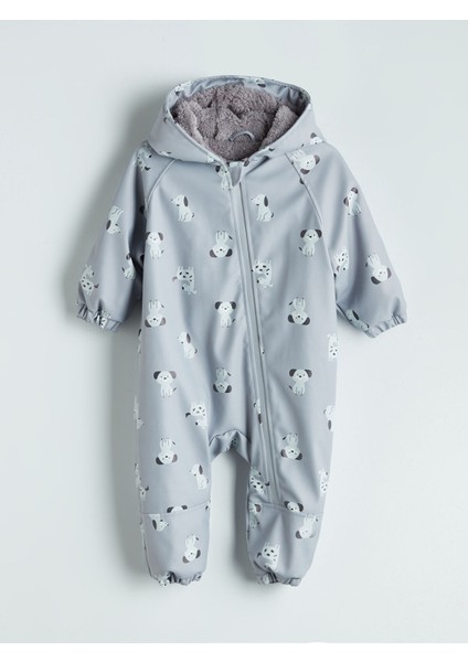 Yeni Sezon Kapüşonlu Baskılı Erkek Bebek Astronot Mont