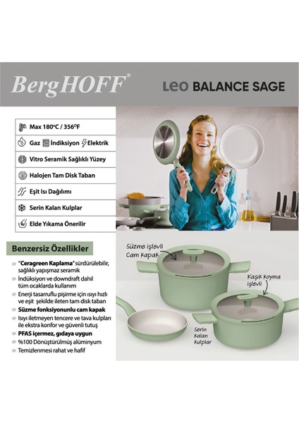 Leo Balance Sage Alüminyum 10 Parça Tencere Seti modelleri