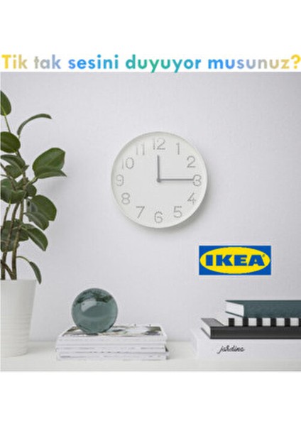 Tromma Duvar Saati | Beyaz Renk | Sessiz Çalışan Saat | 25 cm