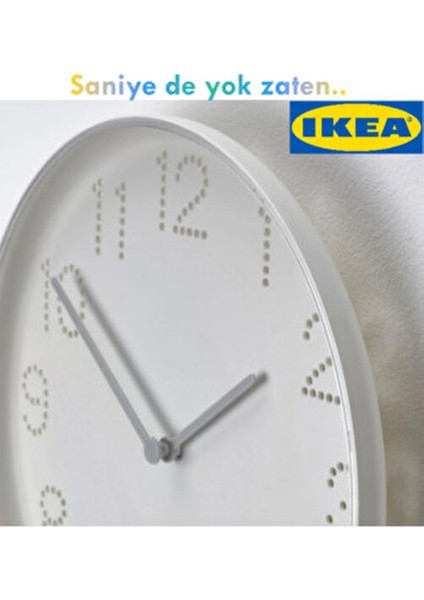 Tromma Duvar Saati | Beyaz Renk | Sessiz Çalışan Saat | 25 cm