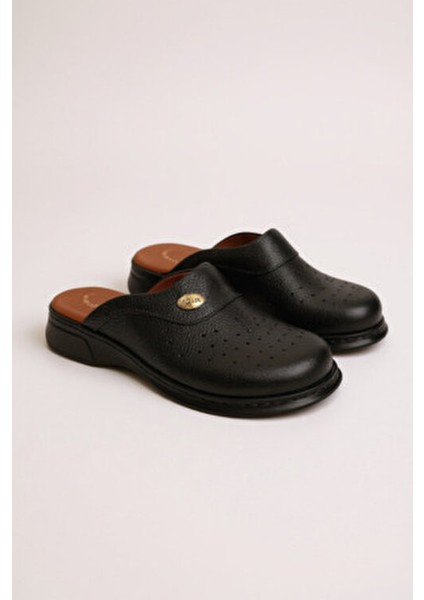 Hipokrat HP650 Hakiki Deri Ortopedik Sabo Terlik Doktor Hastane Aşçı Iş Terliği