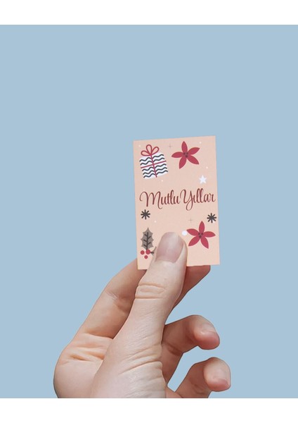 Yılbaşı Mutlu Yıllar Yazılı Hediye Kart Seti, Yeniyıl Paketleme Kartı, 25 ADET-6,5X10 Cm, Bej-2 fiyatları