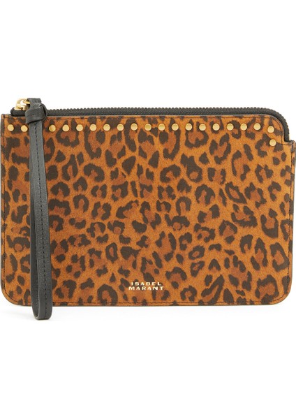 Leopar Desenli Kadın Deri El Portföyü
