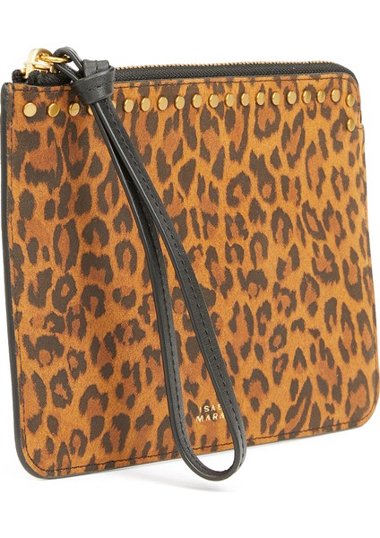 Leopar Desenli Kadın Deri El Portföyü modelleri