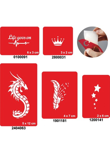 Hayat Devam Ediyor 5'li Set Geçici Dövme Kına Şablonu
