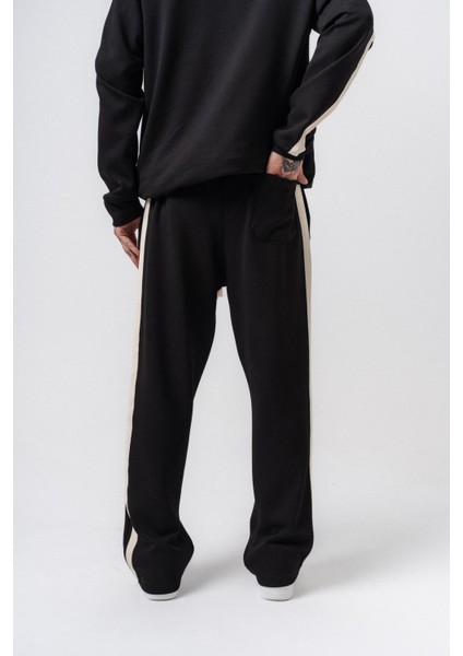 Erkek Şerit Detaylı Modal Baggy Eşofman Altı Siyah fırsatları