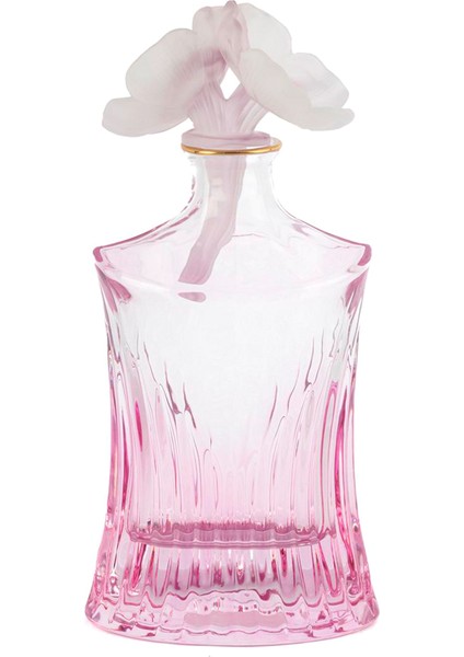 Flowery Pembe Cam Dekoratif Şişe 30 cm