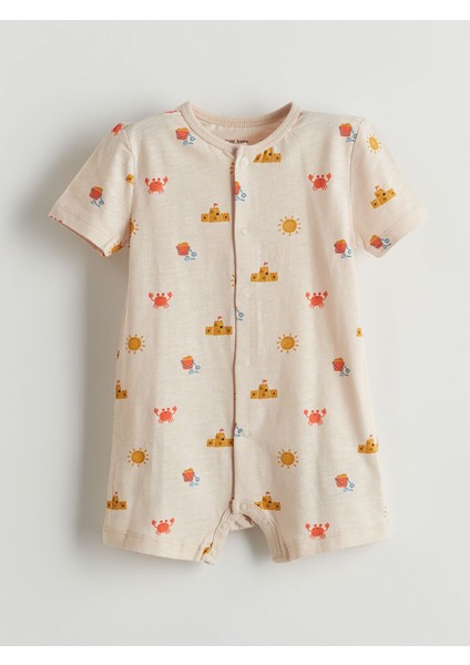 Yeni Sezon Organik Kumaş Baskılı Erkek Bebek Tulum