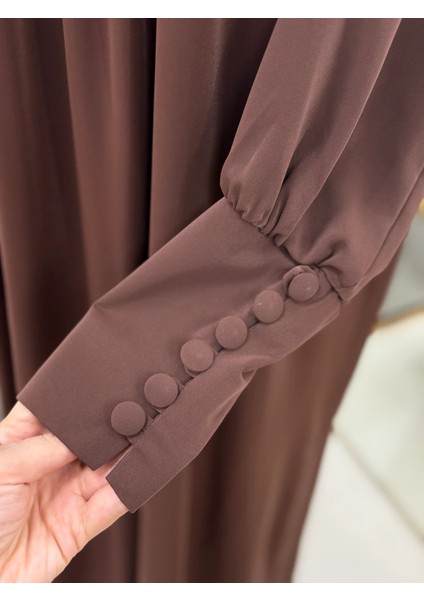 Acı Kahve Reglan Kol Büzgülü Elbise 5072 fırsatları
