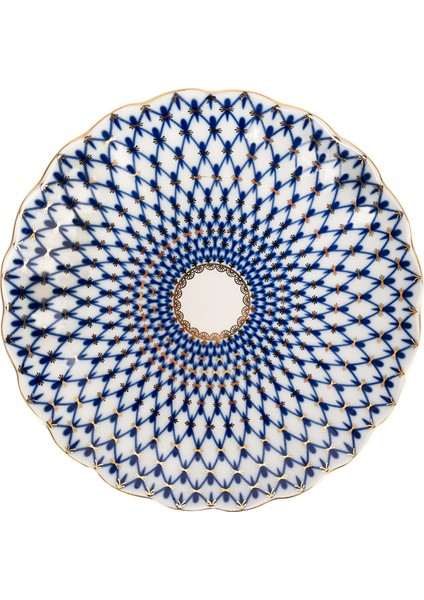 Cobalt Net Mavi Porselen Kek Tabağı 23 cm