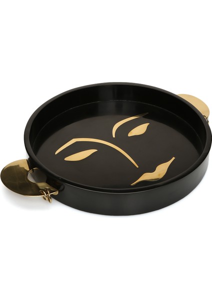 Kelly Yüz Desenli Ahşap Tepsi