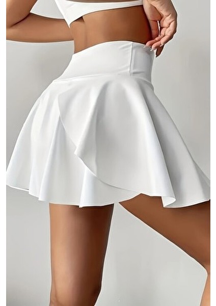 Esnek Likralı Bol Kesim Cepli Taytlı Sporcu Şort Etek - Tenis Eteği fiyatları