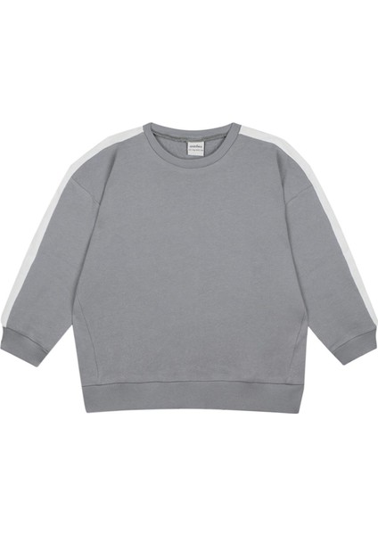 Beyaz Kontrastlı Gri Sweatshirt & Pantolon Erkek Çocuk 2'li Set fiyatları