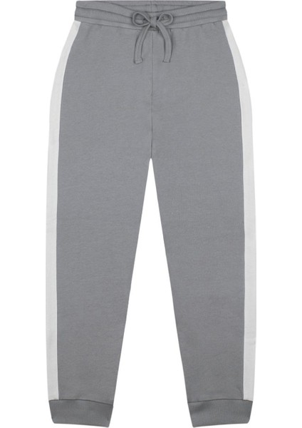Beyaz Kontrastlı Gri Sweatshirt & Pantolon Erkek Çocuk 2'li Set modelleri