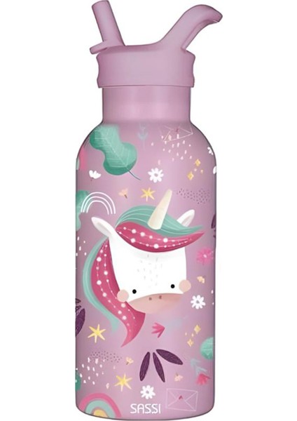 Sevimli Unicorn Çelik Çocuk Termos Suluk Matara 350 ml