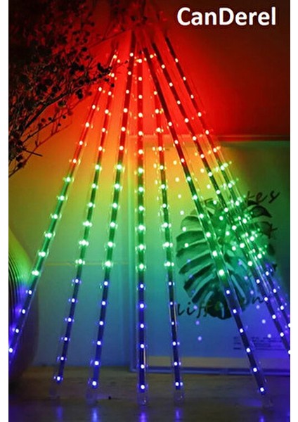 8 Adet Meteor Kayan Tüp LED Ağaç Bahçe Sokak Yağmur Işıkları Solar Güneş Enerjili