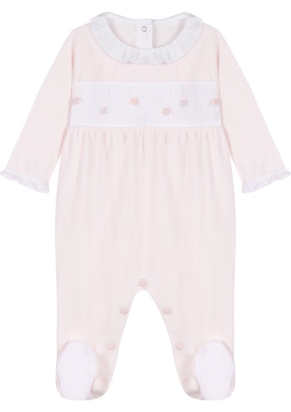 Pembe Kadife Patikli Kız Bebek Tulum