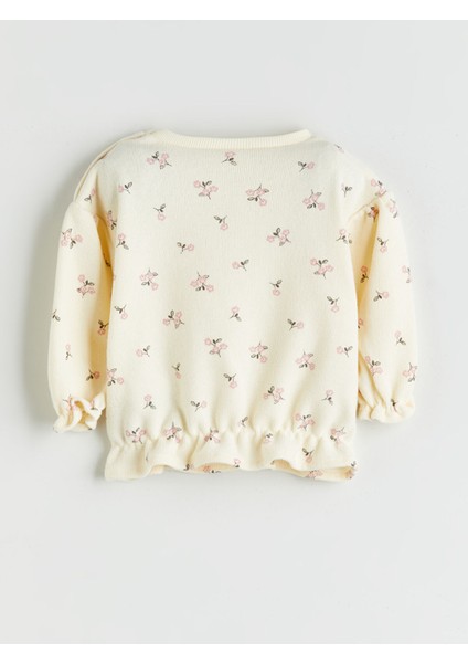 Yeni Sezon Bisiklet Yaka Çiçekli Kız Bebek Sweatshirt ve Tayt 2'li fırsatları