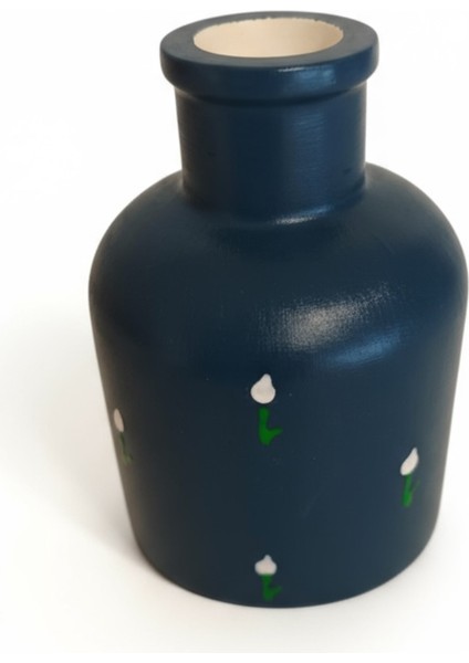 Koyu Petrol Mavisi Küçük Lale Desenli Dekoratif Vazo 10 cm x 6,5 cm fırsatları