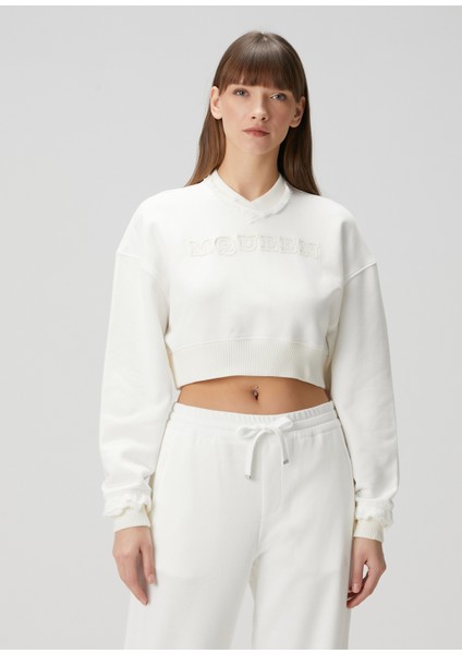 Beyaz Crop Sweatshirt modelleri