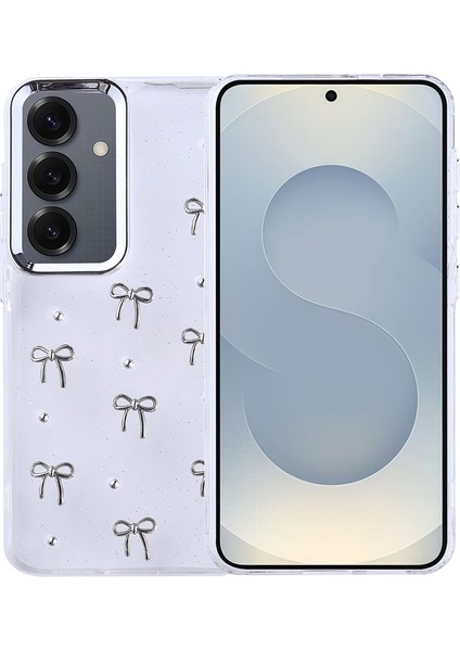 Galaxy S24 Kılıf Airbag Tasarımlı Simli Şeffaf N7TH Kutup Kapak - Fiyonk