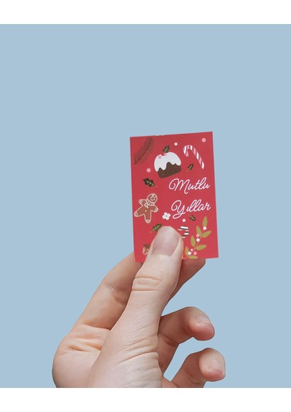 Yılbaşı Mutlu Yıllar Yazılı Hediye Kart Seti, Yeniyıl Paketleme Kartı, 25 ADET-6,5X10 Cm, Kırmızı fiyatları