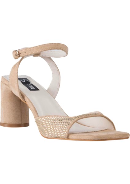 Kadın Topuklu Sandalet Nude Beyaz modelleri