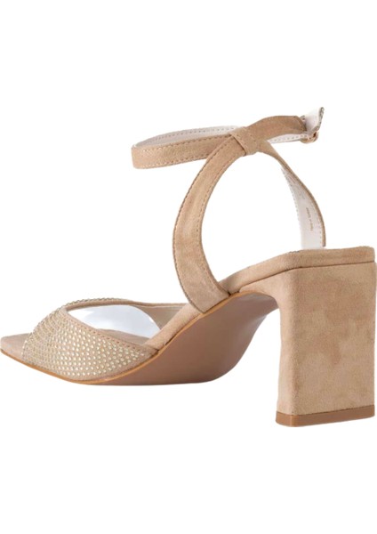 Kadın Topuklu Sandalet Nude Beyaz indirimleri