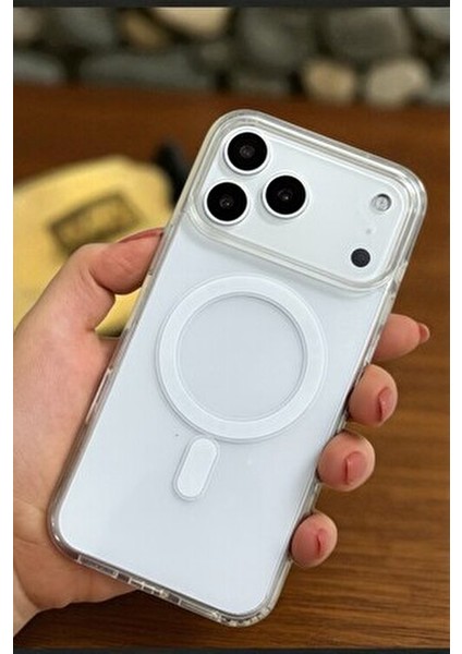 Apple Iphone 17 Pro Max Uyumlu Şeffaf Magsafe Kılıf Darbe Emici Silikon, Kamera Korumalı, Manyetik