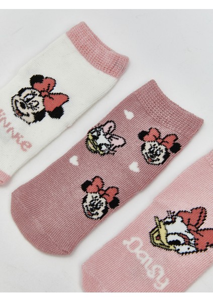 Yeni Sezon Minnie Mouse Baskılı Kız Bebek Soket Çorap 3'lü modelleri