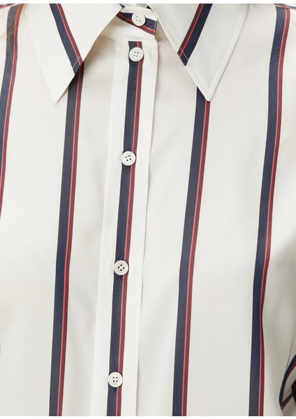 Kırık Beyaz Çizgili Ipek Gömlek indirimleri