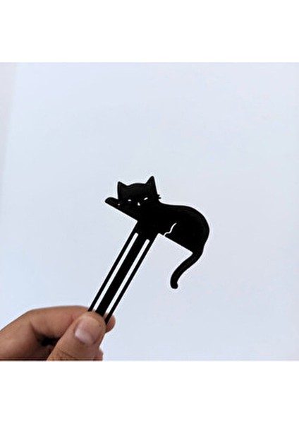 Siyah 3D Baskı Uyuyan Kedi Kitap Ayracı 1 Adet 10 cm Uzunluğunda fiyatları
