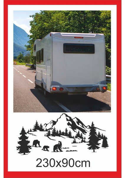 Ayı Sürüsü Dağ Orman Doğa Manzara Off Road Kam Karavan Sticker