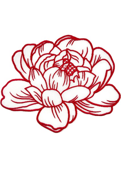 Şakayık Kırmızı Keten 2'li Bardak Altlığı