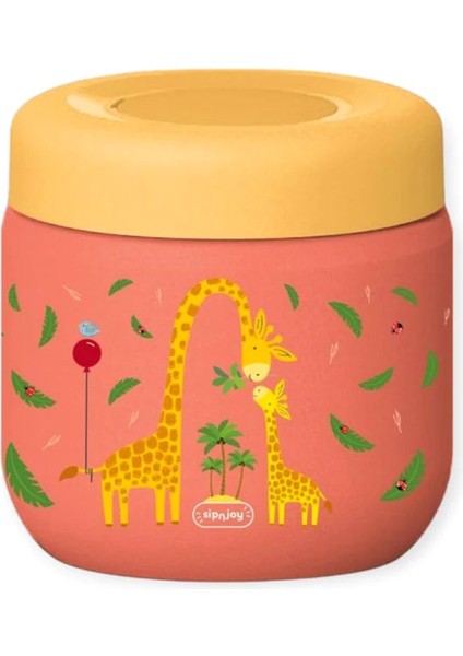 Giggle Giraffe Nar Çiçeği Çelik Çocuk Termos Yemek Kabı