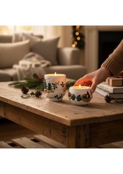 Yılbaşı Temalı Kabartma Desenli 2'li Dekoratif Yeni Yıl Seti